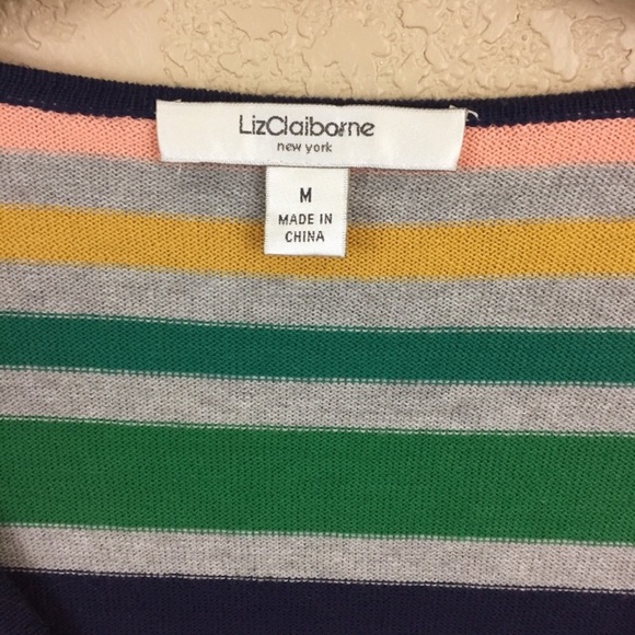 SALE
 Liz Claiborne Striped Color Zip CardiganE45/2 - Picture 5 of 6